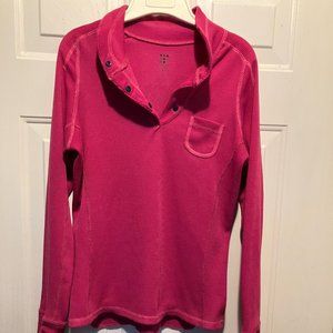 Title Nine Waffle Knit Snap Henley Pink Size M